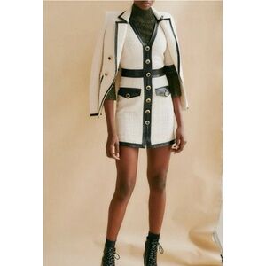 VERONICA BEARD Simona Black Cream Metallic Tweed Dress Size US 2